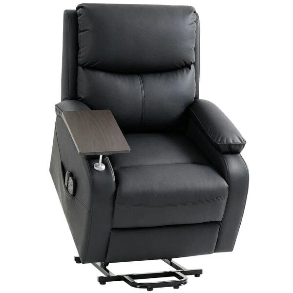 Riser Recliner Chair with Massage and Heat, Electric Lift Recliner Armchair for Elderly, with Side Table, Black