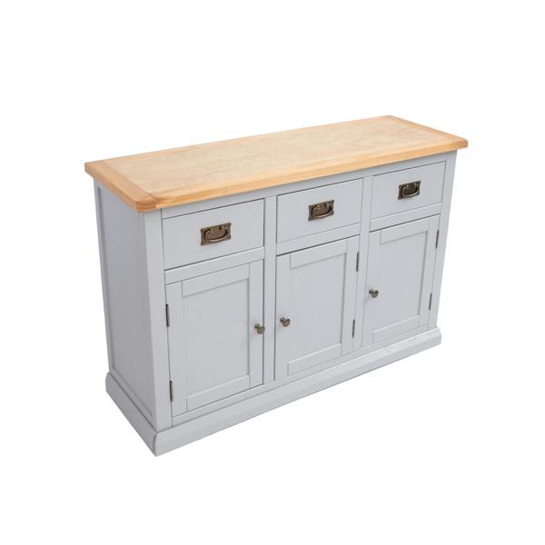 Cabinet Bits Loreo Light Grey 3 Drawer 3 Door Sideboard Brass Drop Handle