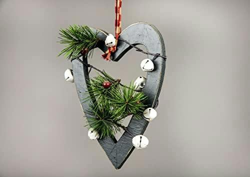 30 cm Wooden Hanging Heart Decoration in Green for Christmas and Seasonal Displays image 3