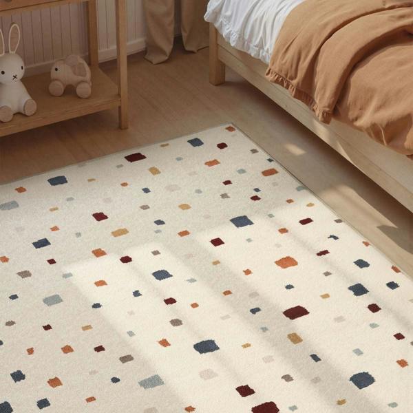 Adventures Kids Rug Funny Squares Cream Multicolour Rectangular detail