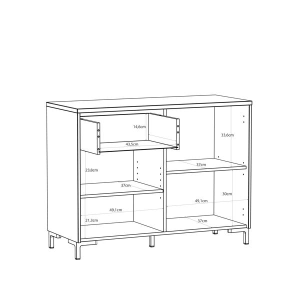Furniture To Go Bixbite Sideboard with Fluted Detail, Drawer & Cupboard in Mauvella Oak and Sand