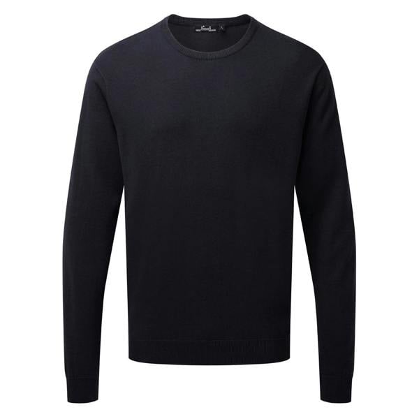Premier Adults Unisex Cotton Rich Crew Neck Sweater - Navy