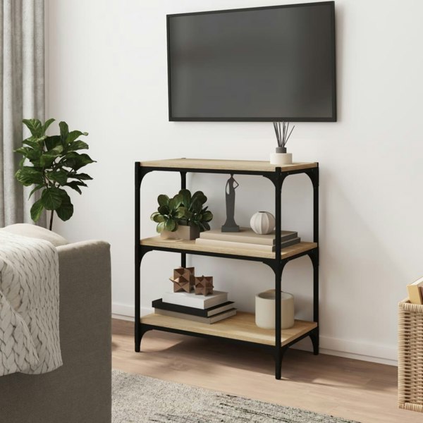 Berkfield Book Cabinet Sonoma Oak 60x33x70.5 cm Engineered Wood and Steel