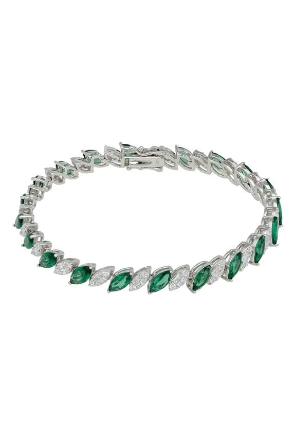 Latelita Viscountess Tennis Bracelet Emerald Silver