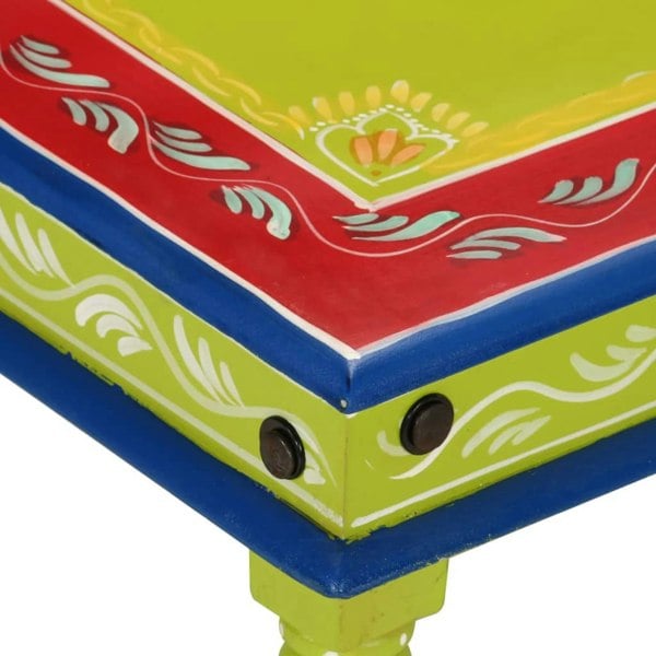 Berkfield Coffee Table Green Hand Painted Solid Wood Mango