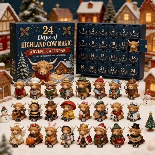 Obasyhig Highland Cow Christmas Advent Calendar Surprise Box