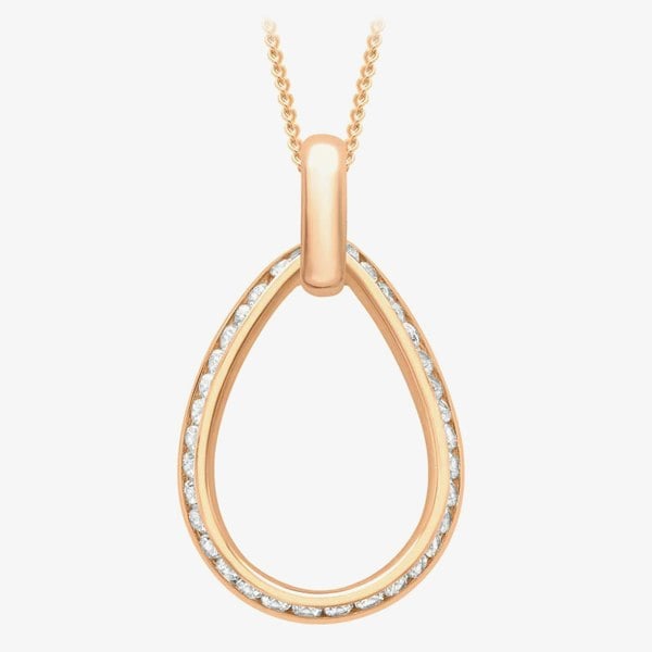 T. H. Baker 9ct Rose Gold Cubic Zirconia Open Teardrop Pendant 5.68.3392