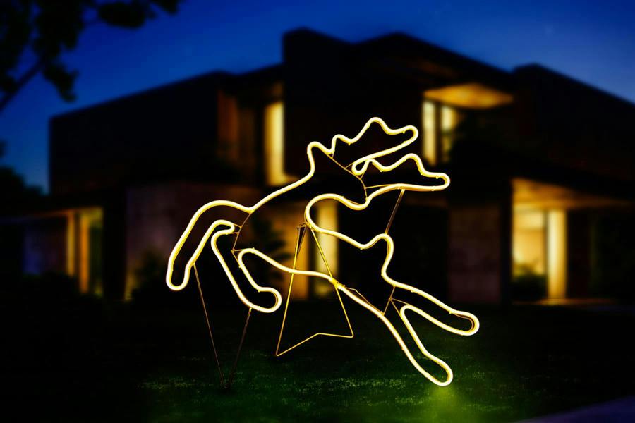 Jumping Reindeer Neon Effect Rope Light Silhouette with 90 Warm White LEDs for Outdoor Christmas Display image 3