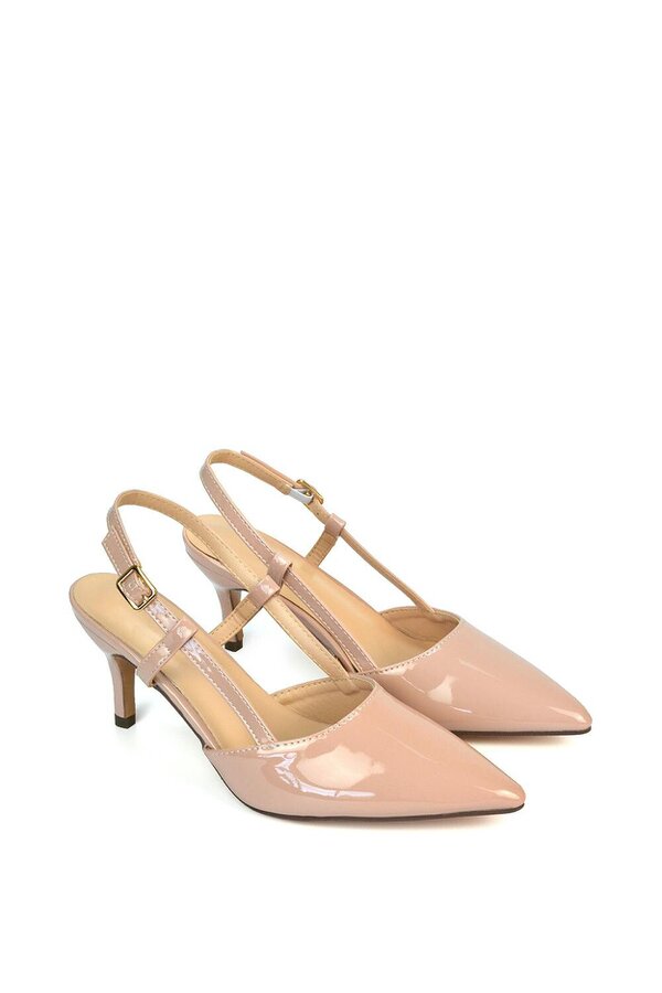 XY LONDON Mid Heel Stilettos Pointed Toe Slingback Court Shoes