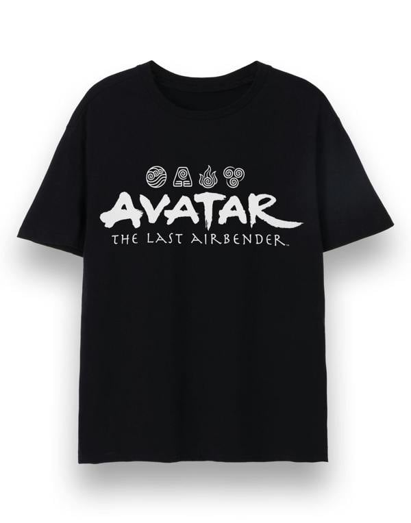 Avatar: The Last Airbender Mens Black Element Logos Short Sleeved T-Shirt