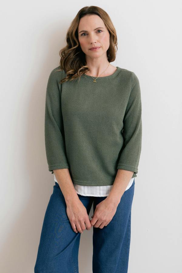 Lily & Me Olive Shirt Jumper Laurel Green