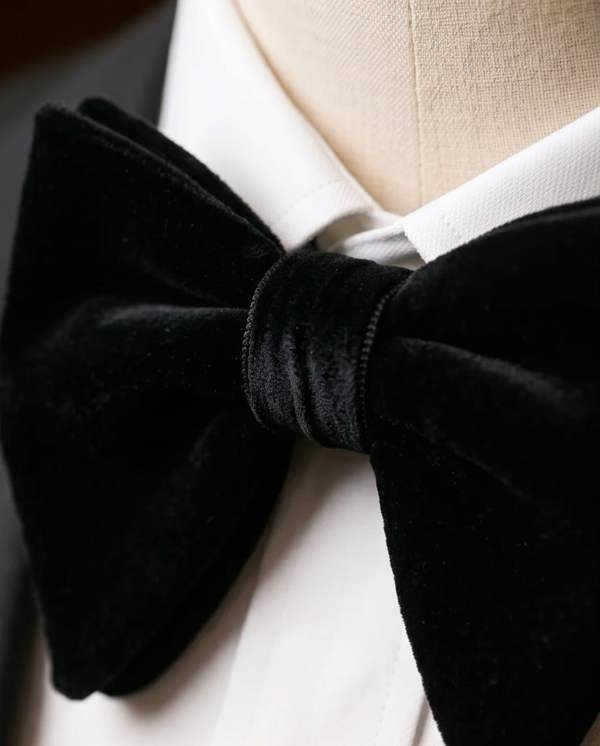 Pamoni Classic Black Velvet Tuxedo Bow Tie