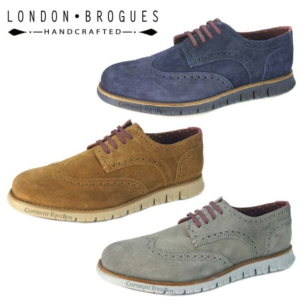 London Brogues Gatz Derby Suede Lightweight Flexible Mens Shoes