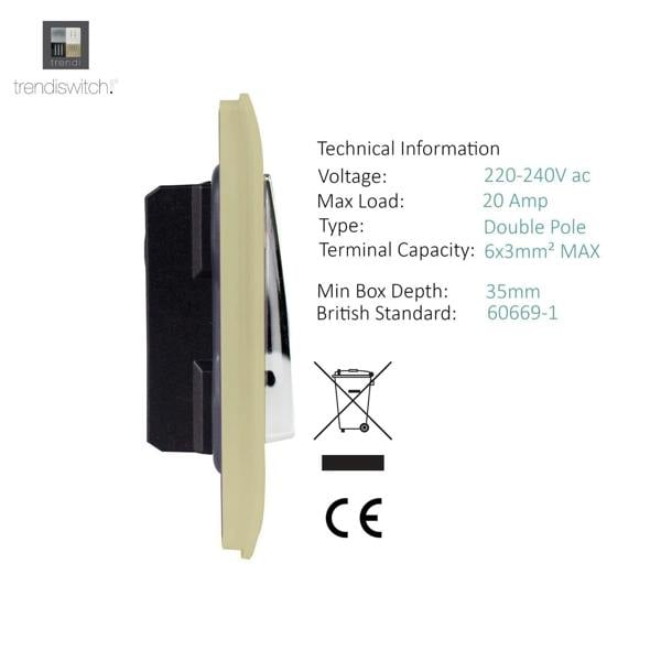Trendi Switch 1 Gang 20 Amp Heavy Duty Rocker Switch in Champagne Gold