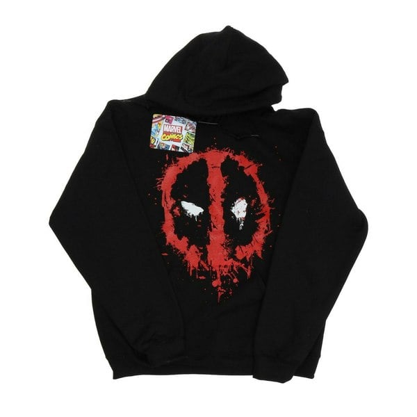 Deadpool Mens Splat Face Cotton Hoodie - Black