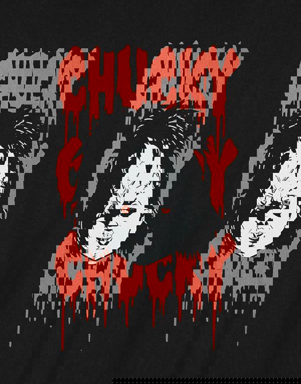 Chucky Womens Black Chucky Chucky Chucky Crop Cropped Short Sleeved T-Shirt