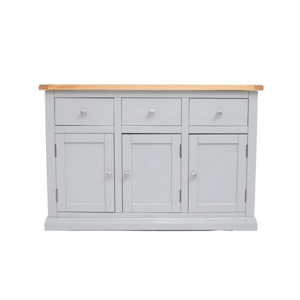 Loreo Light Grey 3 Drawer 3 Door Sideboard Chrome Knob