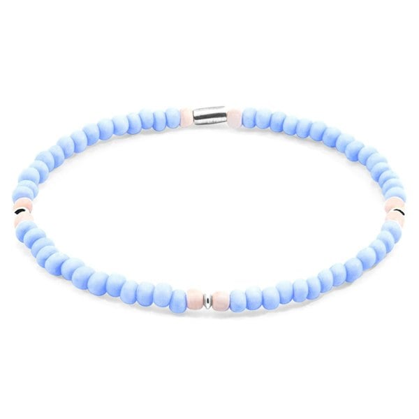 Anchor & Crew Pastel Blue - Pink Evelyn Silver and Glass SKINNY Bracelet