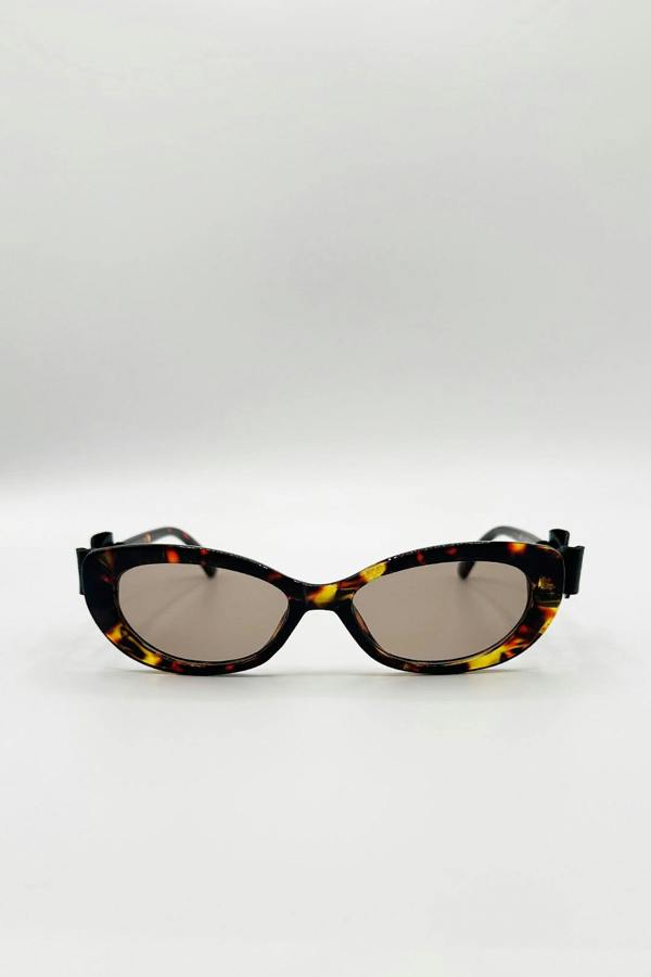 Bow Side Detail Sunglasses In Tortoiseshell - Removeable Bow - svnx