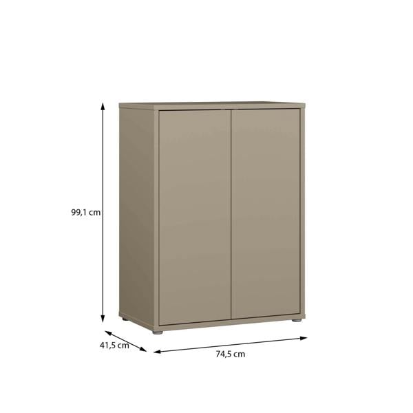 Furniture To Go Alice Springs Tall 2 Door Cupboard with Push-to-Open Doors in Taupe