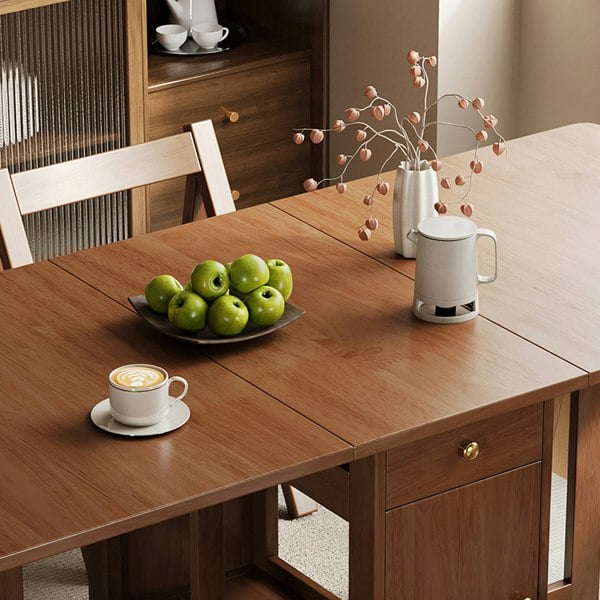 Salgado Folding Dining Table With Storage, Solid Wood with fold up dining table with chairs