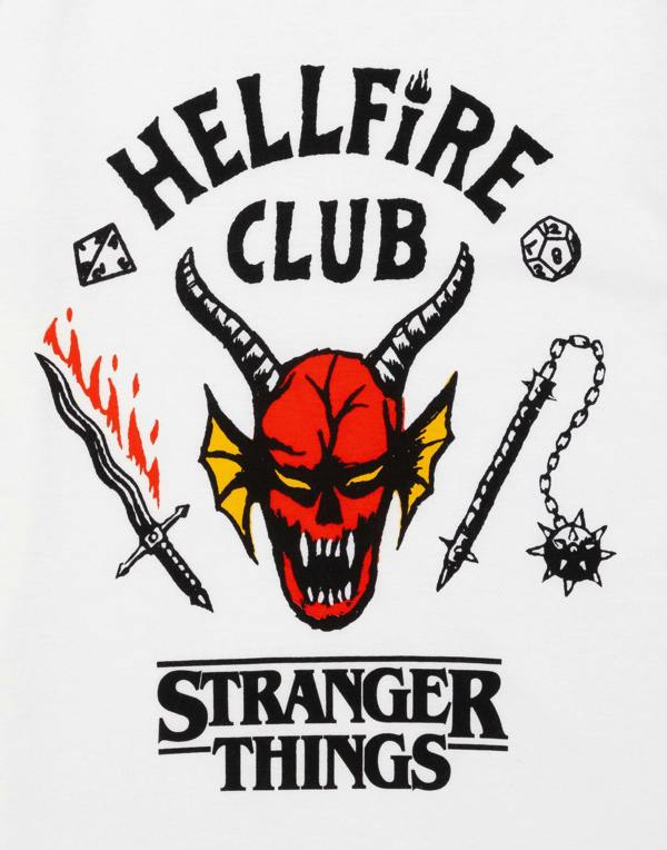 Stranger Things Unisex Kids White Hellfire Club Short Sleeved T-Shirt