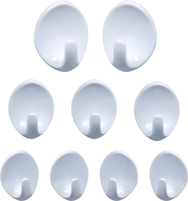 St Helens Assorted Self Adhesive Oval Shaped Plastic Hooks (Pack of 9)