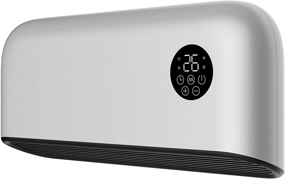 MYLEK Over Door Heater 2000W Wall Mounted Indoor Overdoor Hot Air Downflow Curtain Silver