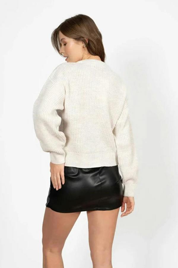 Hoxton Gal Beige Knit Cardigan with Gold Buttons