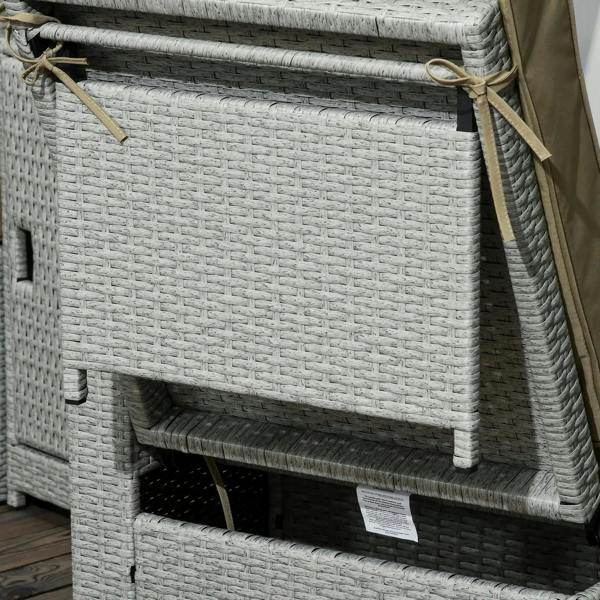 Rattan storage cabinet with woven lid and interior base shelf