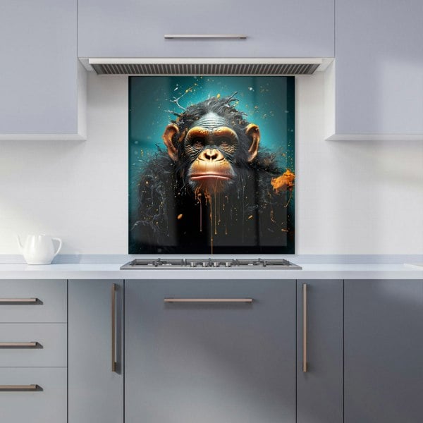 Warren Reed - Designer Monkey Face Splashart Blue Kitchen Splashback