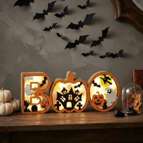 Garden Greatness Light Up Wooden Boo Halloween Sign