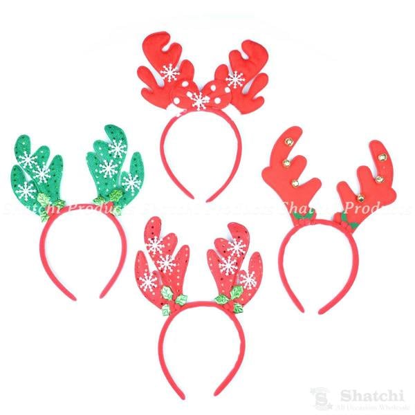 4 Pack Christmas Reindeer Antler Headbands for Adults and Kids Festive Fancy Dress Accessory image 1