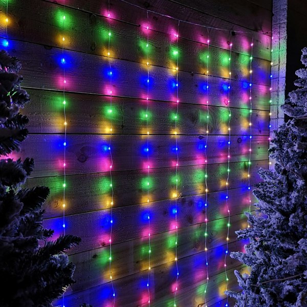 Samuel Alexander 2.1m 300 LED Indoor Outdoor Party Curtain Christmas Lights in Multi-Coloured