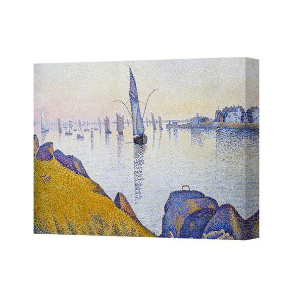Benjamin Tate Design Pointillism Seascape Canvas Art Print With Sailboat Harbor