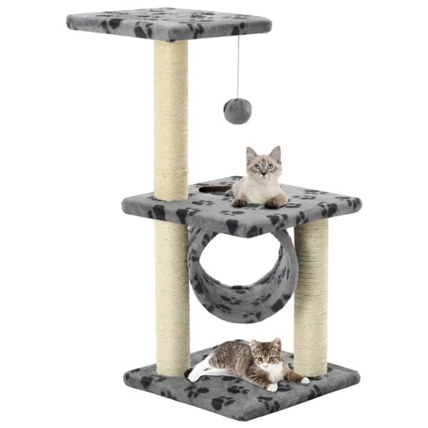 Berkfield Cat Tree with Sisal Scratching Posts 65 cm Grey Paw Print