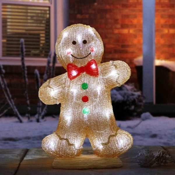 Samuel Alexander 30cm Battery Operated Light up Christmas Gingerbread Boy with Cool White LEDs