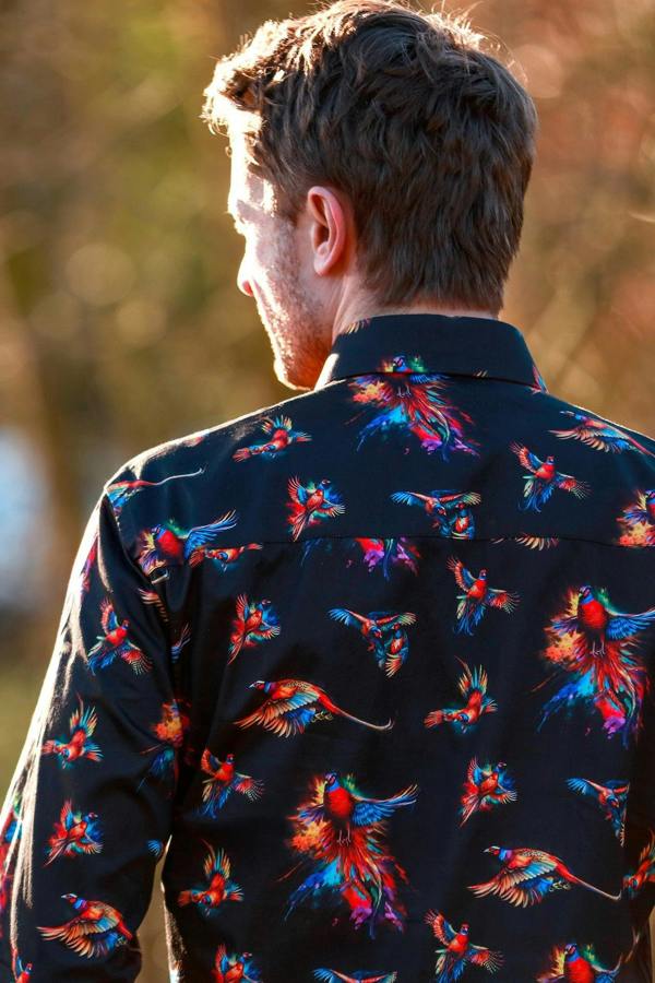 WATERCOLOR PHEASANT PRINT SHIRT – Premium Men's Patterned Shirt by Claudio Lugli | Bold Design, Tailored Fit, Best Printed Shirts