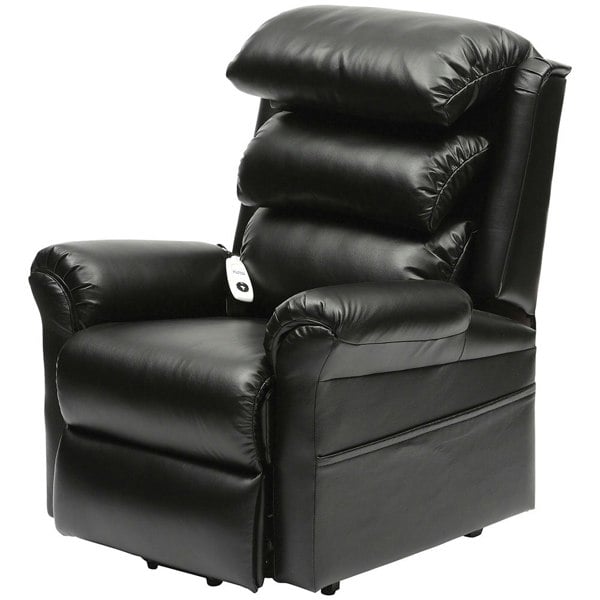 Wall Hugging Rise and Recline Lounge Chair - Wipe Clean PU Leather - Black Loops
