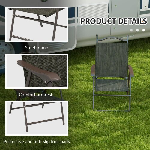 Wyld Haus Covani Set Of 2 Metal Dark Brown Folding Garden Chairs With Fabric Mesh Seats