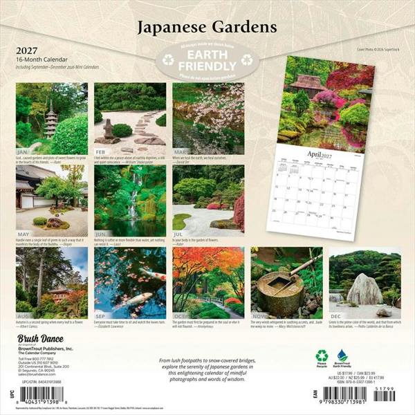 Japanese Gardens Calendar 2027, Wall Calendars, Month To View, Lifestyle, Gift