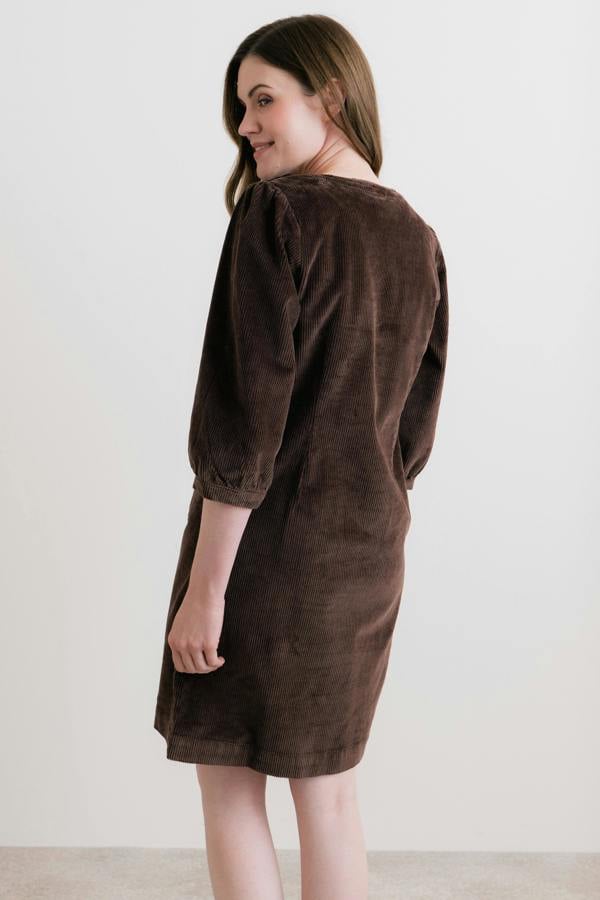 Lily & Me Harvest Stretch Jumbo Cord Shift Dress Chocolate