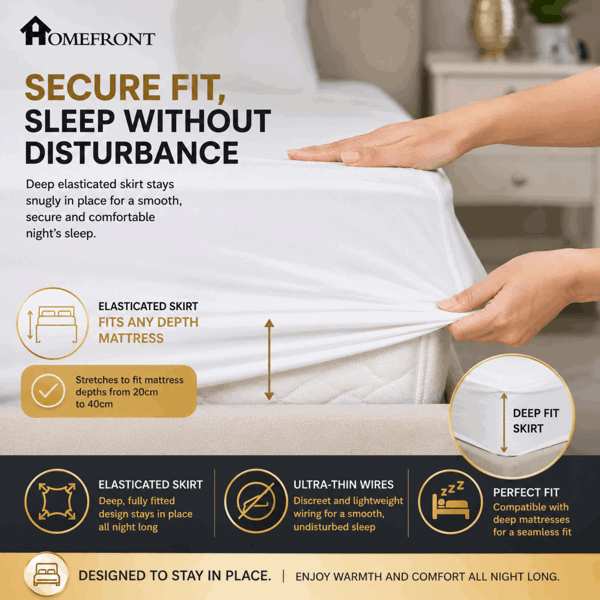 Homefront Electric Blanket Single Bed, Machine Washable Fast Heat Up and Safe for All Night Use