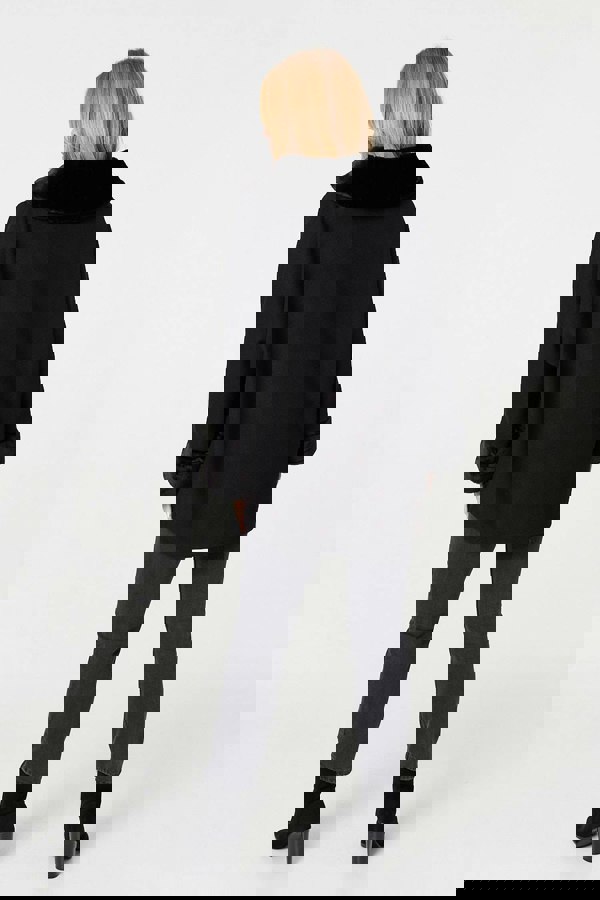 Black | Faux Fur Trim Zip-Up Relaxed Jacket
