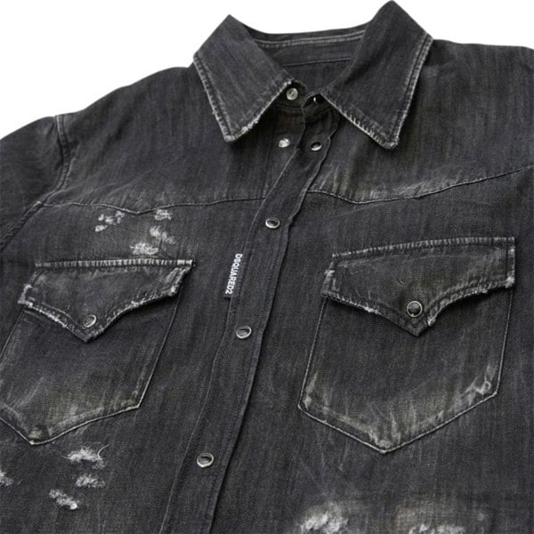 Dsquared2 Fashion Western Faded Black Denim Shirt M