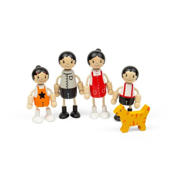 Tidlo East Asian Family Dolls | 5 Pcs Wooden Doll House Set