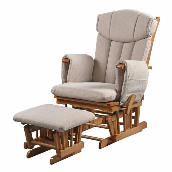 Glider Nursing Chair - Natural wood and beige cushions