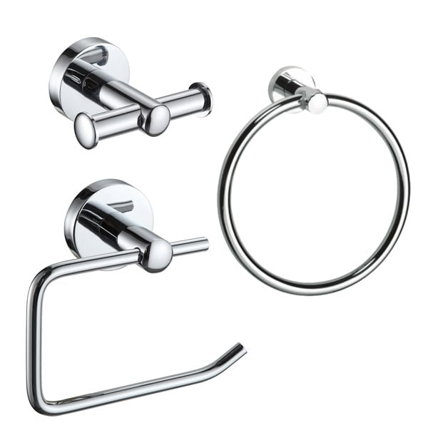 Showerdrape Modernity Chrome Stainless Steel Wall Mounted 3 Piece Bathroom Accessory Set