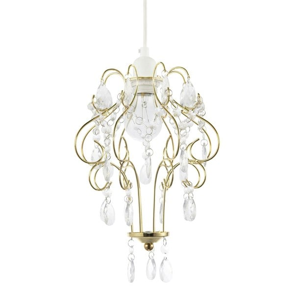 Polished Gold Shabby Chic Chandelier Style Pendant Shade with Acrylic Image 1