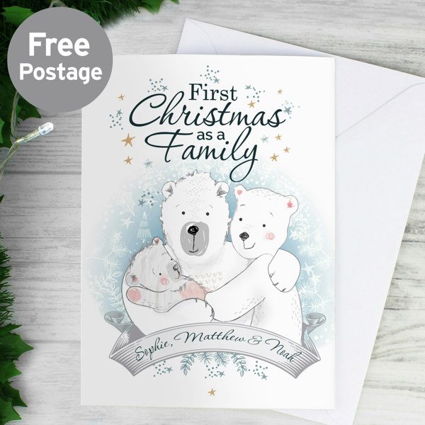 Personalised Memento Company Personalised Polar Bear '1st Christmas As A Family' Card
